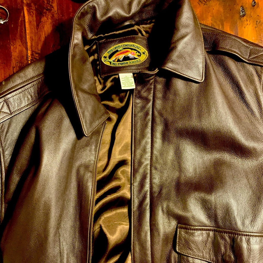 Orvis Leather Bomber Jacket Large